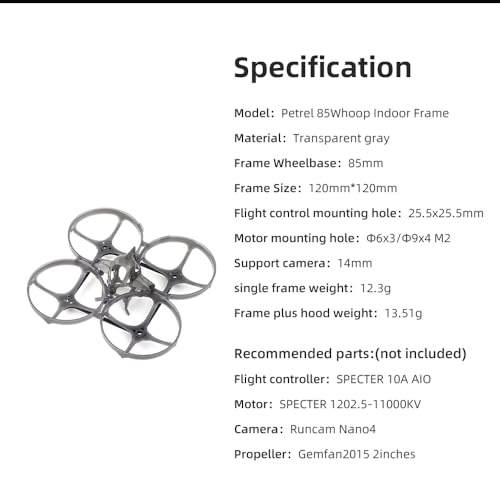 Petrel 85Whoop - Ultra-lightweight Indoor Frame, Transparent Gray