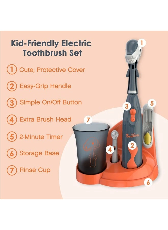 Kids’ Electric Toothbrush Set - Ages 3+ 2 Brush Heads 2-Minute Timer