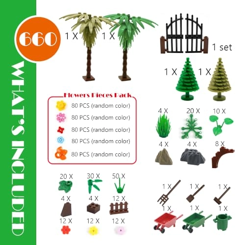 Plants Flowers Building Blocks Accessories - 660 pcs