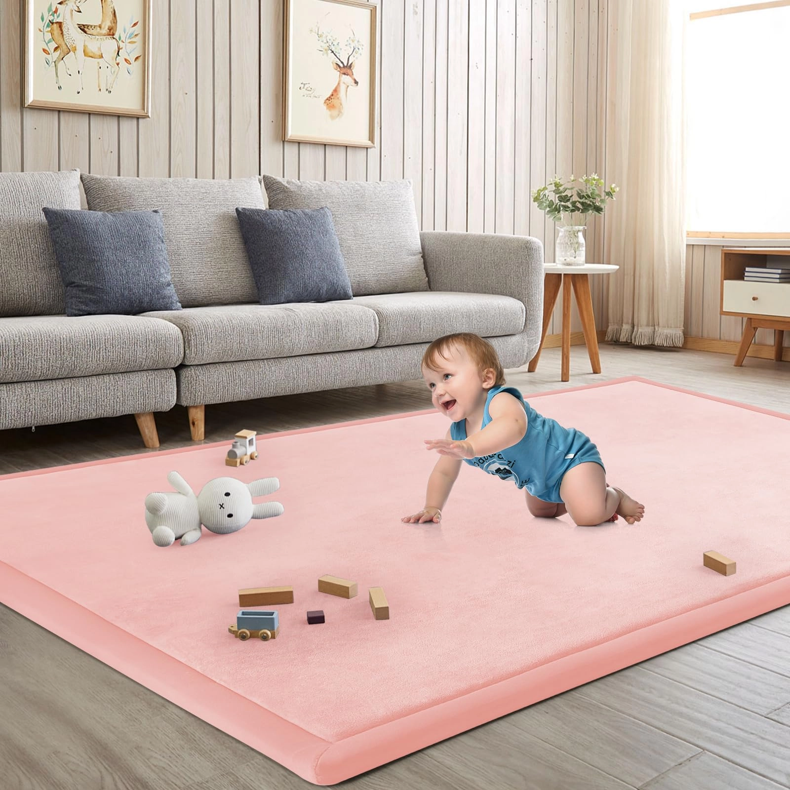 Baby Play Mat - 79"x158" 1.3" Thick Cream
