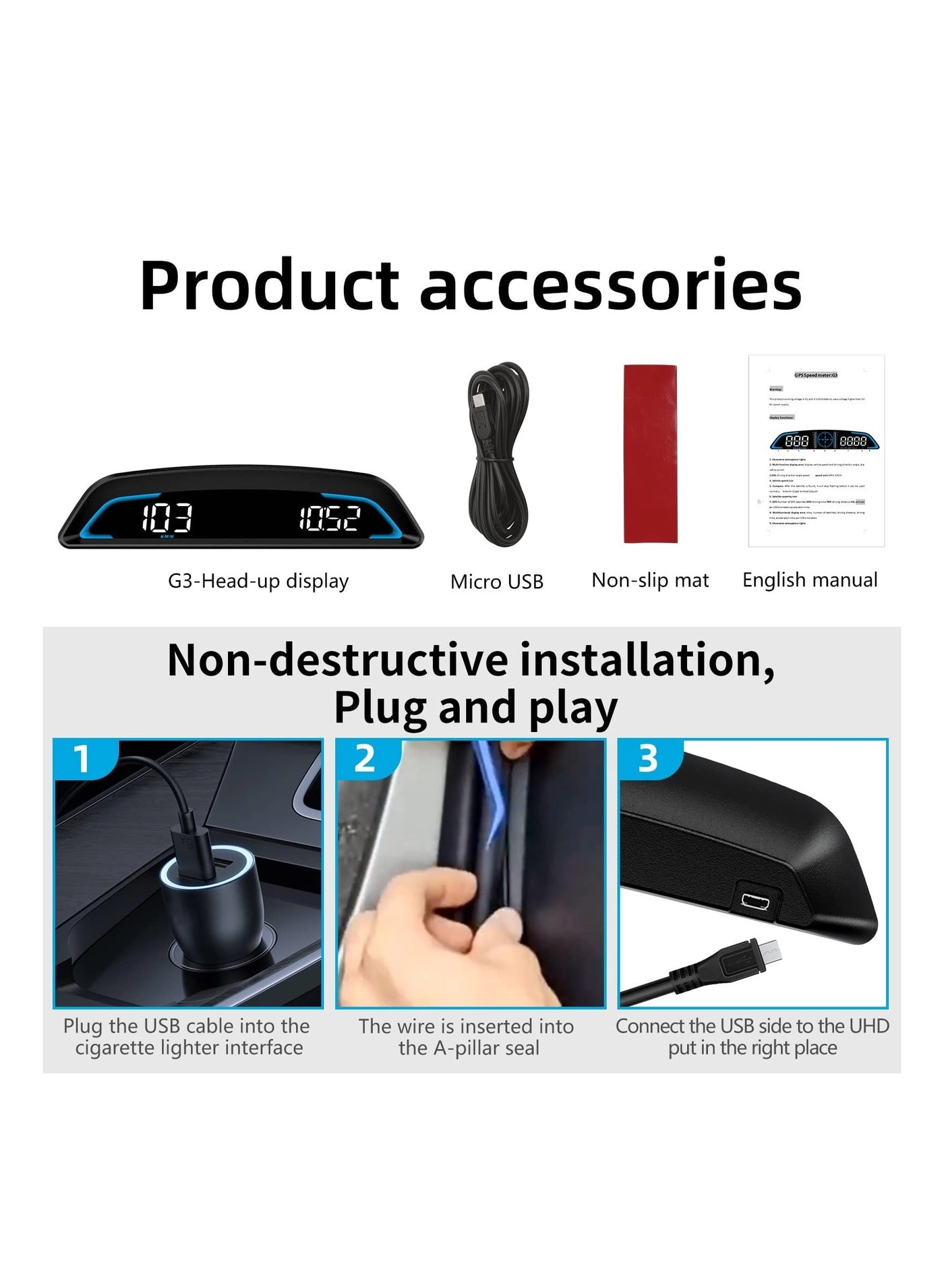 P6 - Car HUD Head Up Display Dual System OBD GPS Speedometer