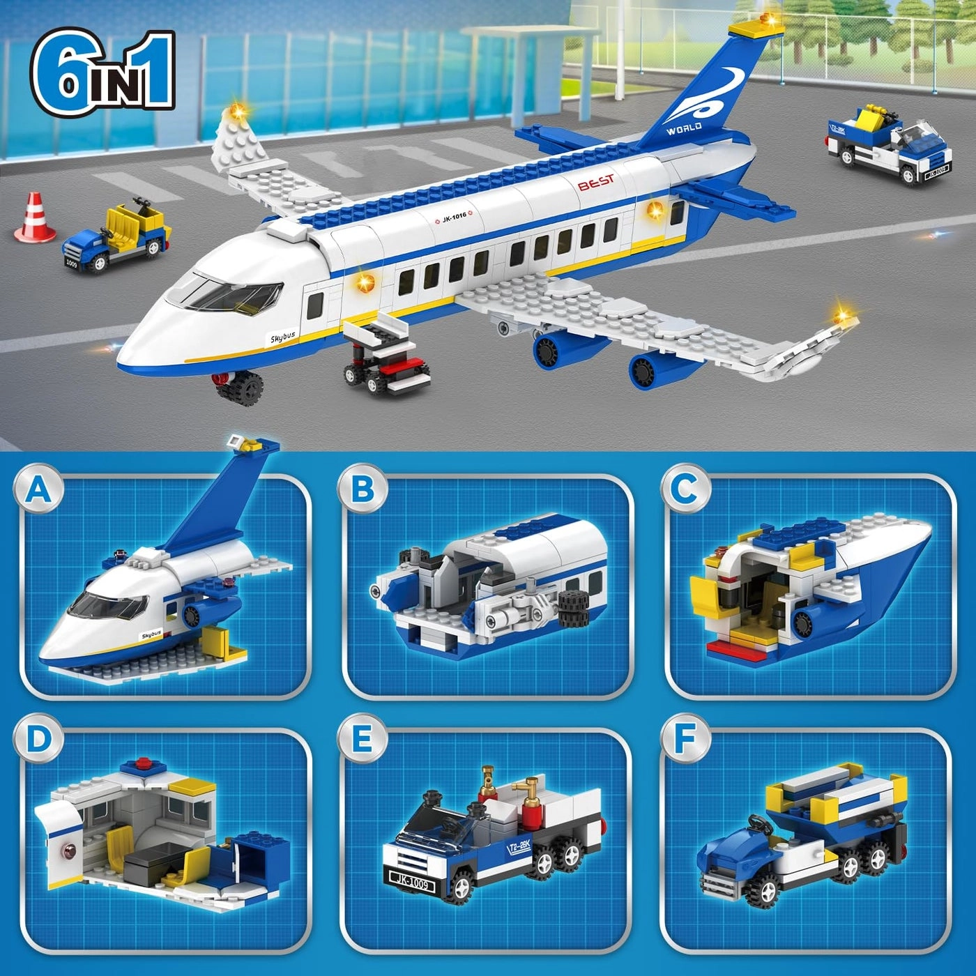 City Passenger Airplane Building Set - 516 pcs