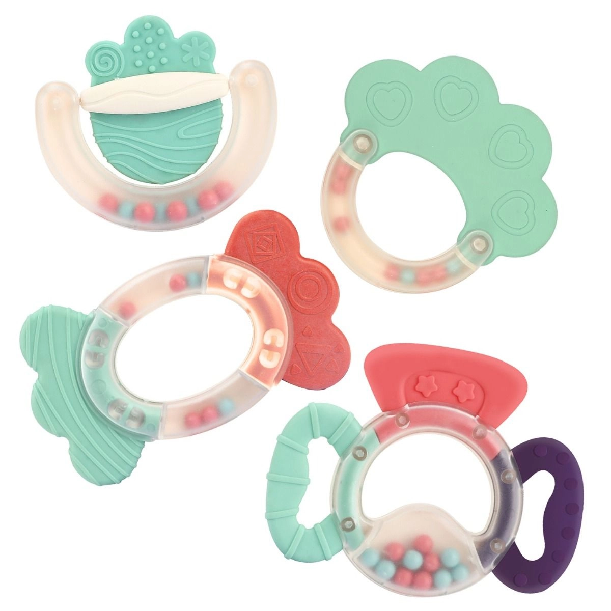 Eurekakids Silicone Baby Teether And Rattle Set