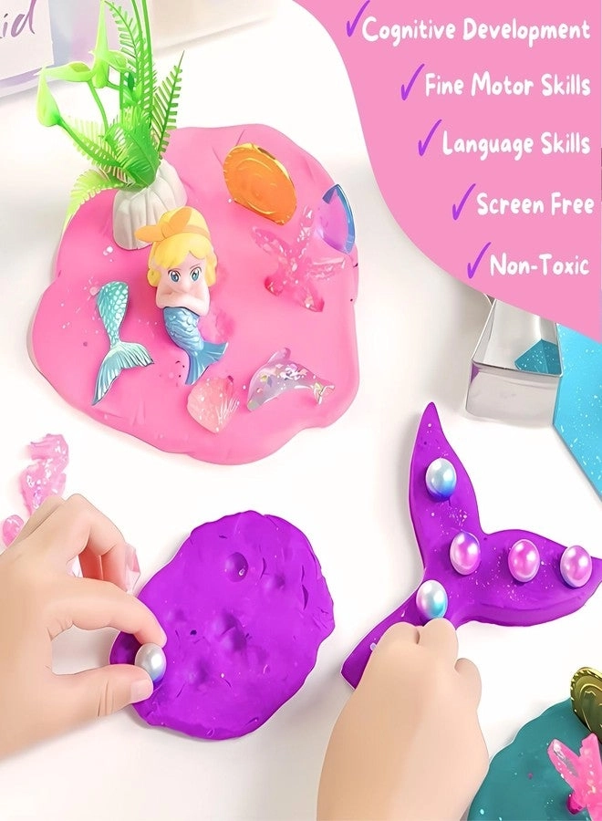Mermaid Sensory Dough Kit - 3 Jars Cutters Stampers