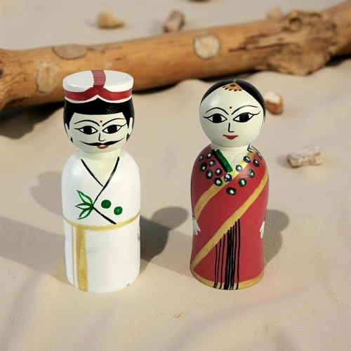 Wooden Peg Dolls, Raja Rani Couple - 2 pcs (RRCD121)