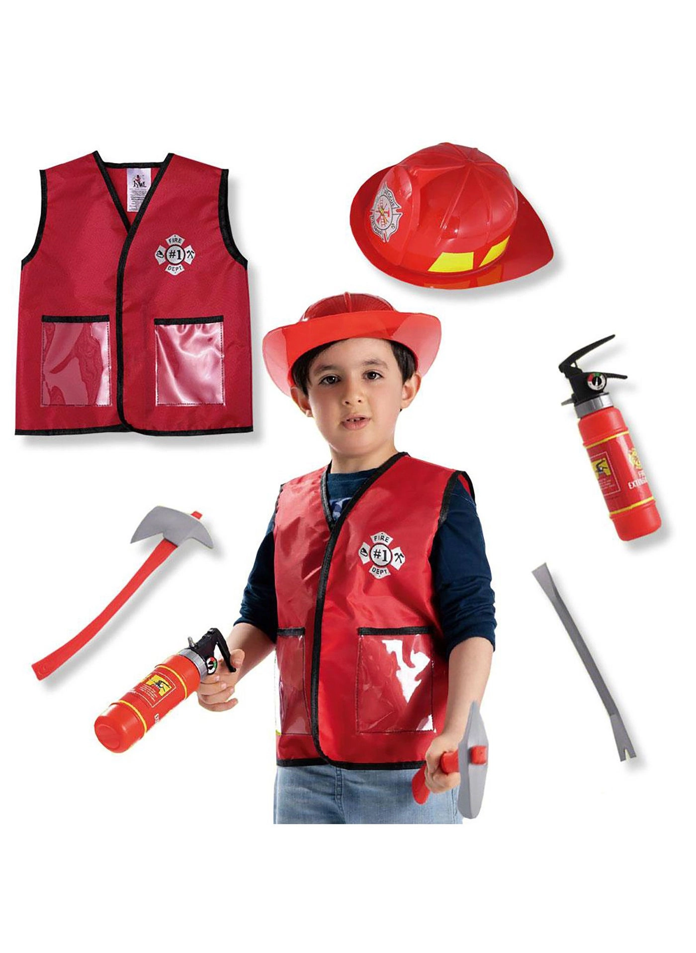 Kidwala Firefighter Role Play Costume Set - 30 cm Firefighters 1X Toy Set 3+ Years