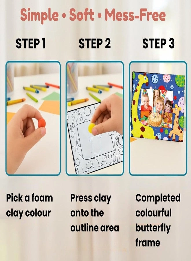 Fancy Frame - Giraffe Design DIY Kit 5 Foam Clay Colours