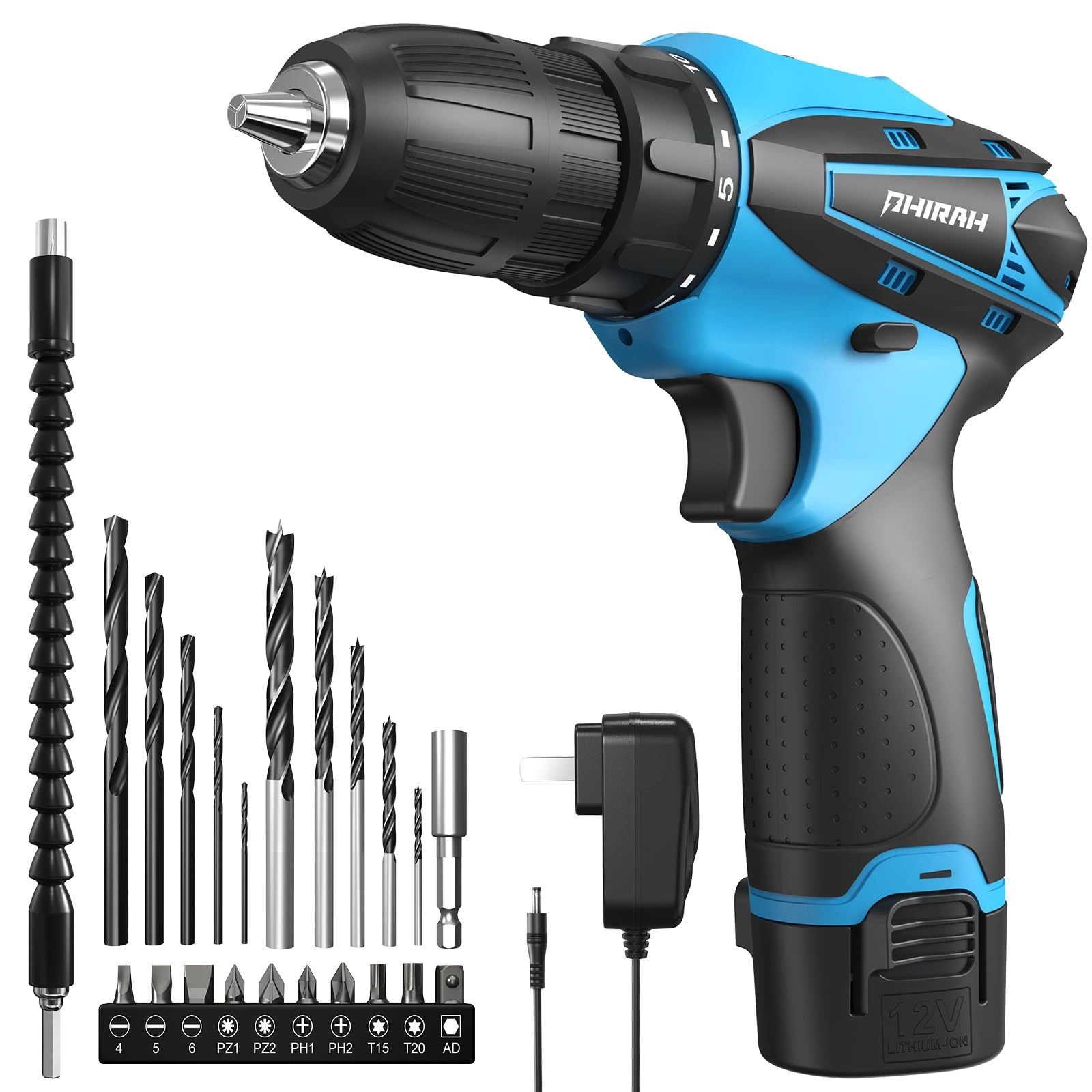 PHIRAH Cordless Drill Set - 1500 Milliamp Hours 12 Volts
