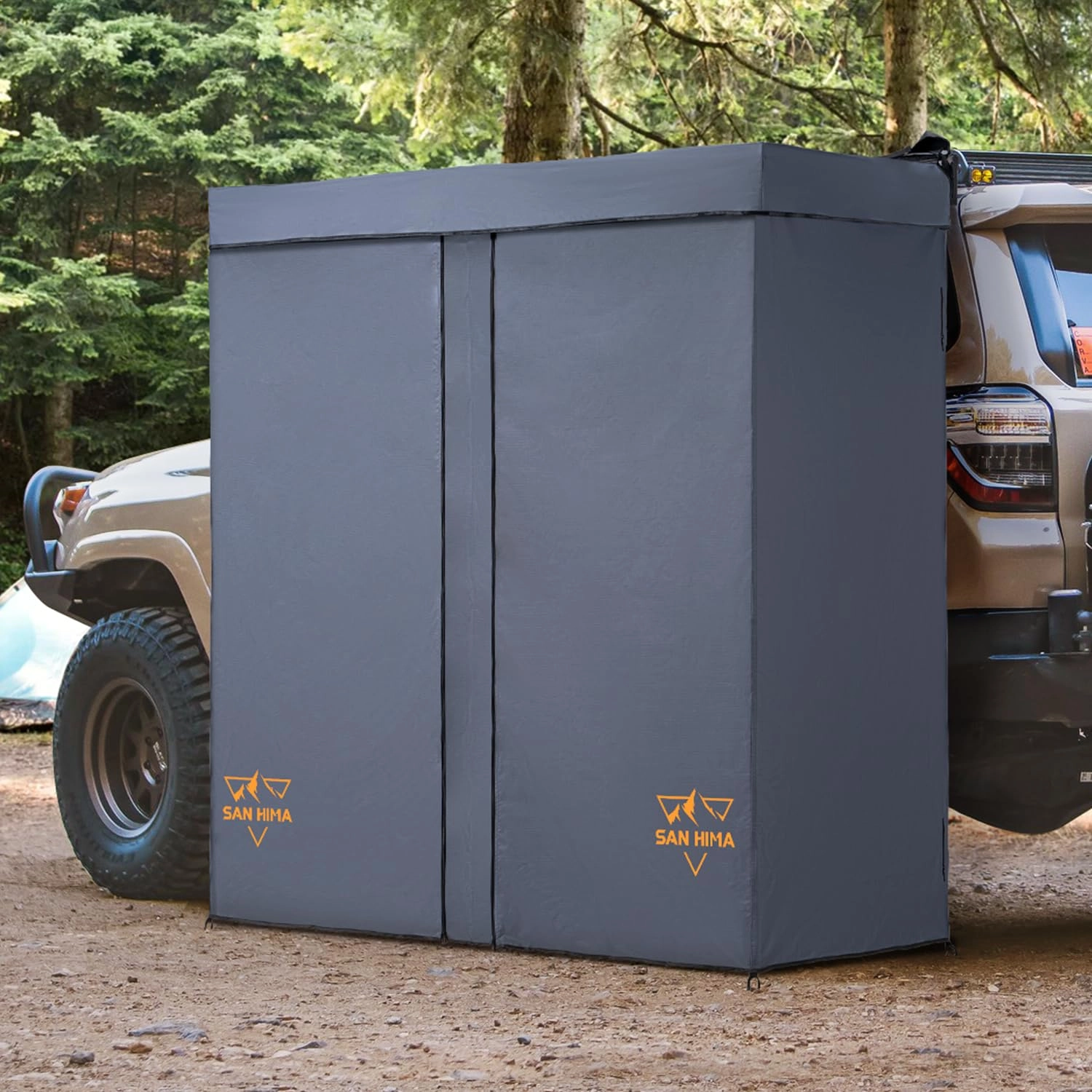 san hima 2 Room Awning Shower Tent - Roof LED Light Gray