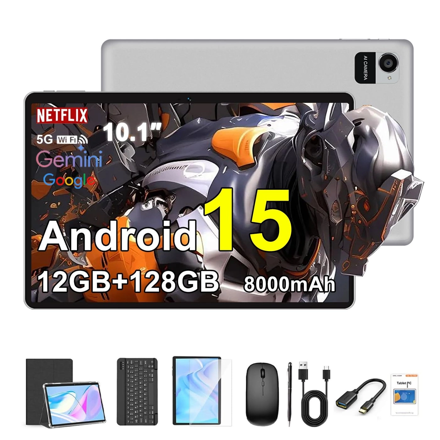 crelander Android 15 Tablet - 128GB 101" Bundle