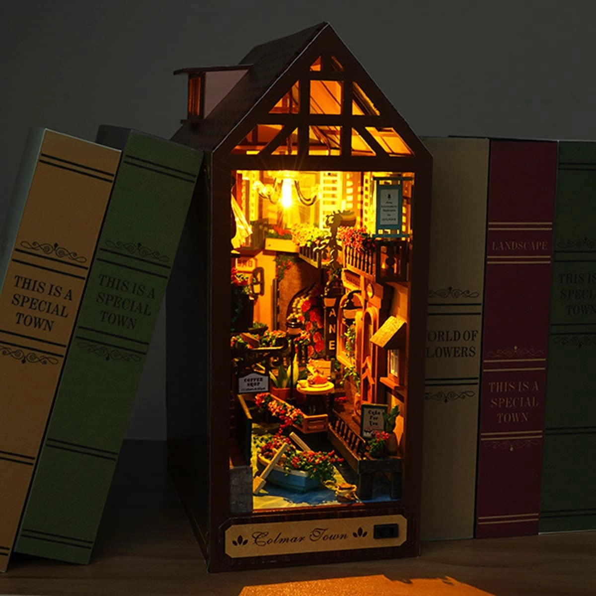 HOTBEST DIY Book Nook Miniature Kit - Rose Coffee Shop