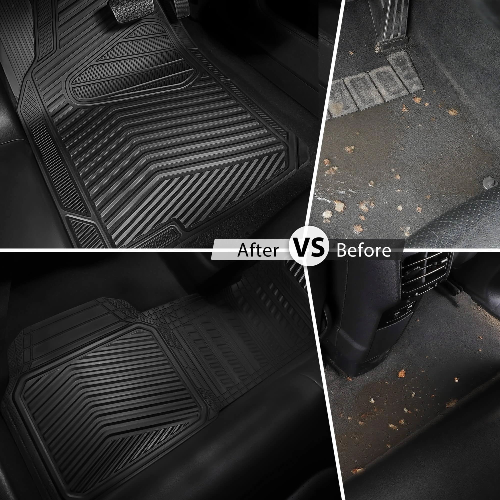 Rubber Floor Mats - All Weather Trim-to-Fit 3-Piece
