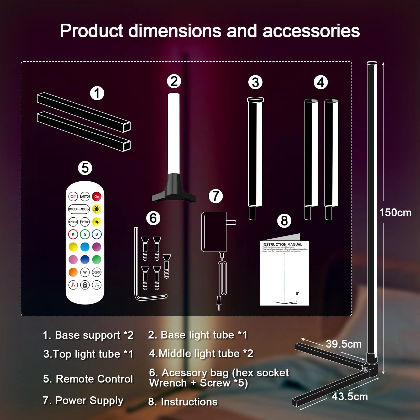 LED Corner Floor Lamp - 1.0 Count E26