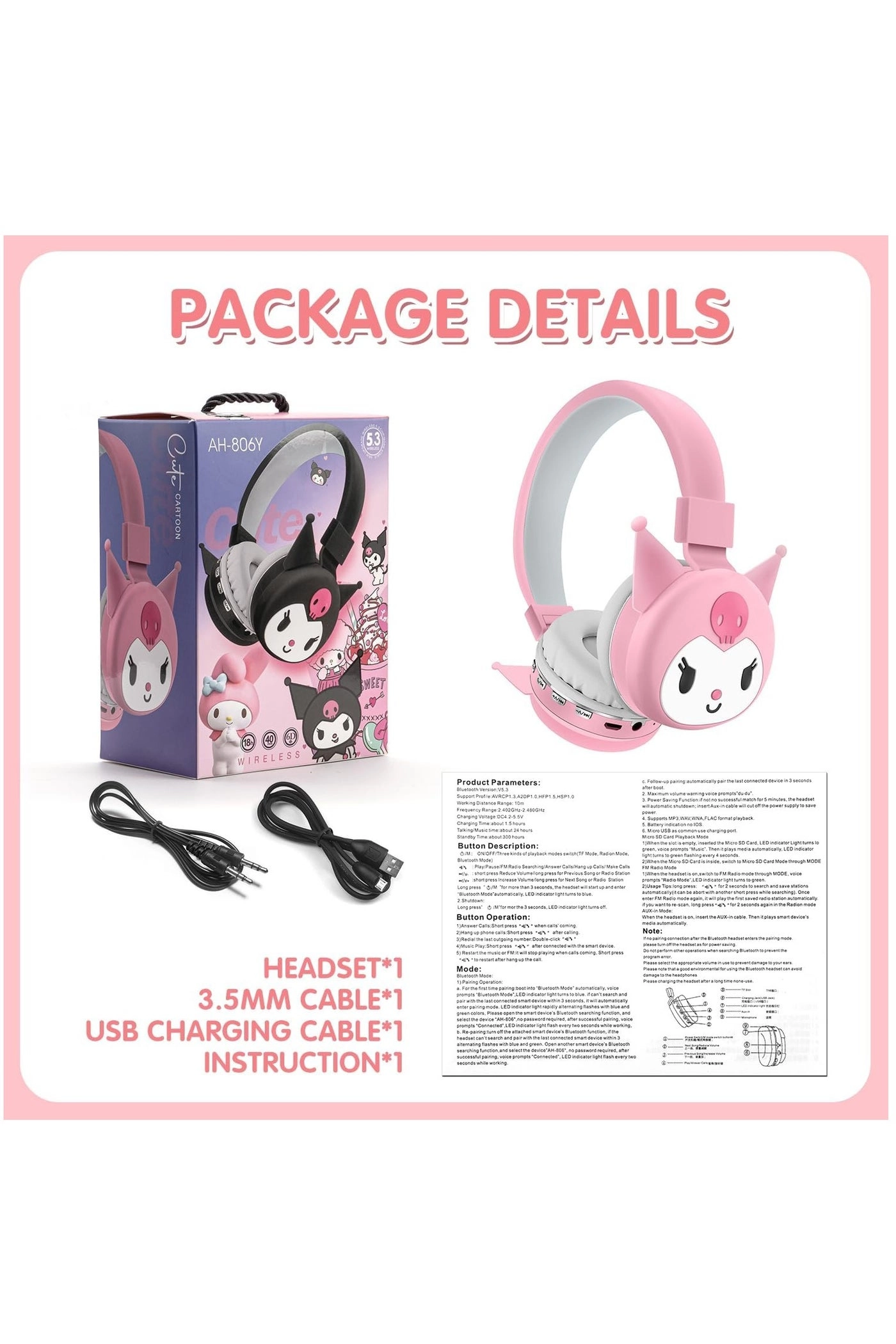 Cartoon Kids Wireless Headphone