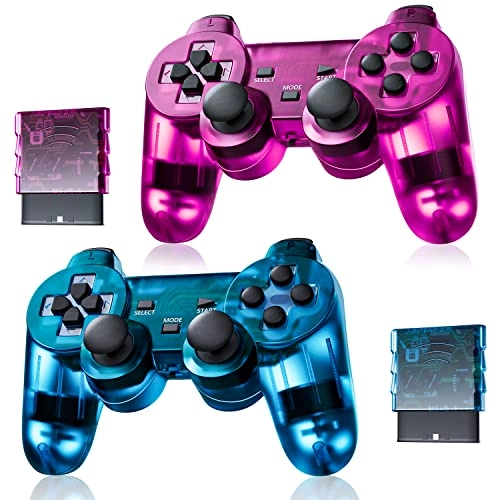 Burcica Wireless Controller - ClearBlue and ClearPurple PS-2 Play 2