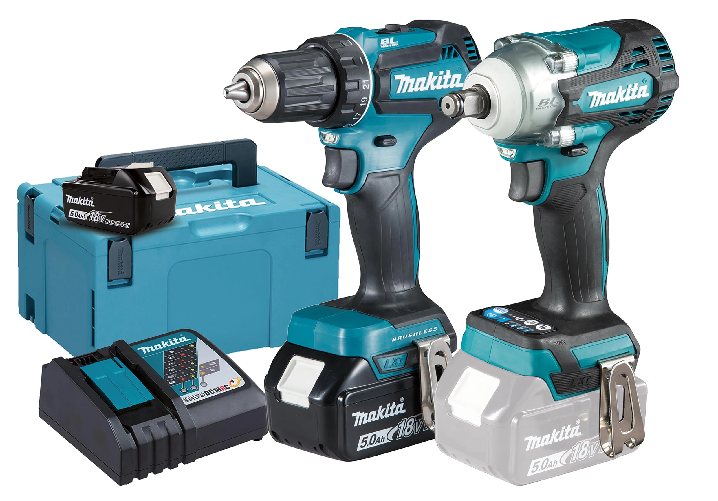 Makita DDF485 - 18V 5.0Ah + DTW300