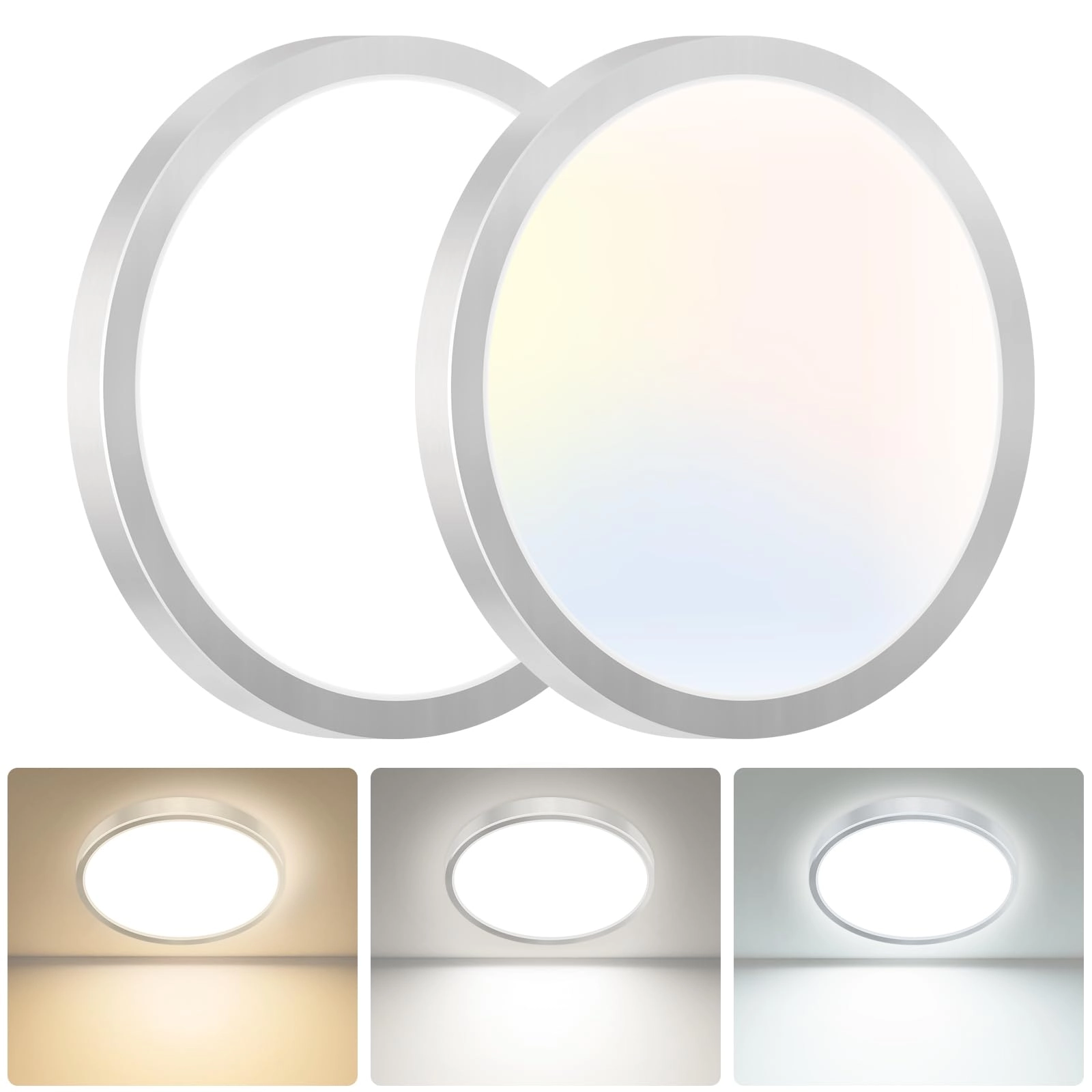 Dimmable Flush Mount LED Ceiling Light - 3000K-4500K-6000K