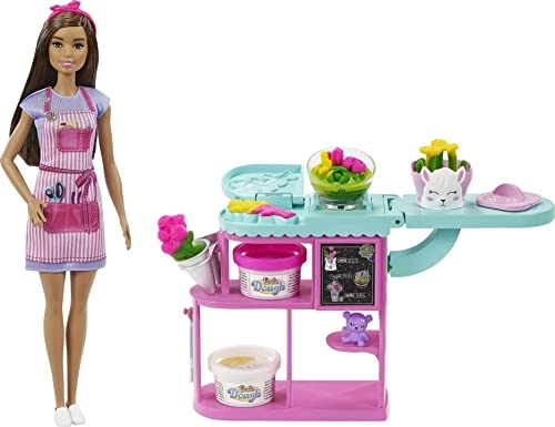 Barbie Florist Playset - 12-in Brunette Doll 3 Colors of Dough Ages 3+