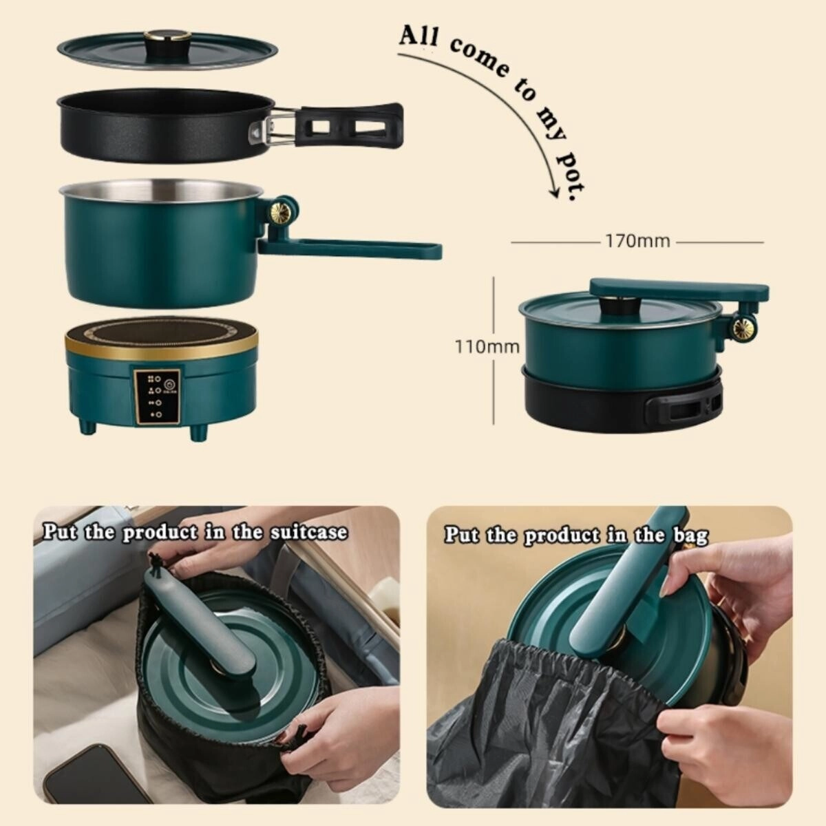 Multifunctional Electric Split Cooker - 220V Induction Base