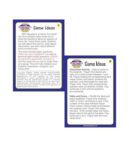 WH Questions at Home Fun Deck Cards - 5 years and up 56 pieces