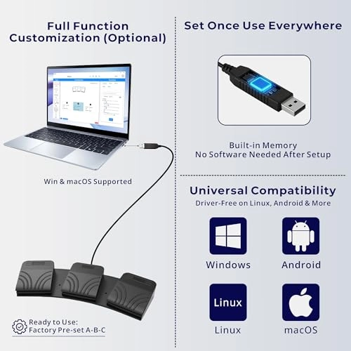 USB Triple Foot Pedal Switch