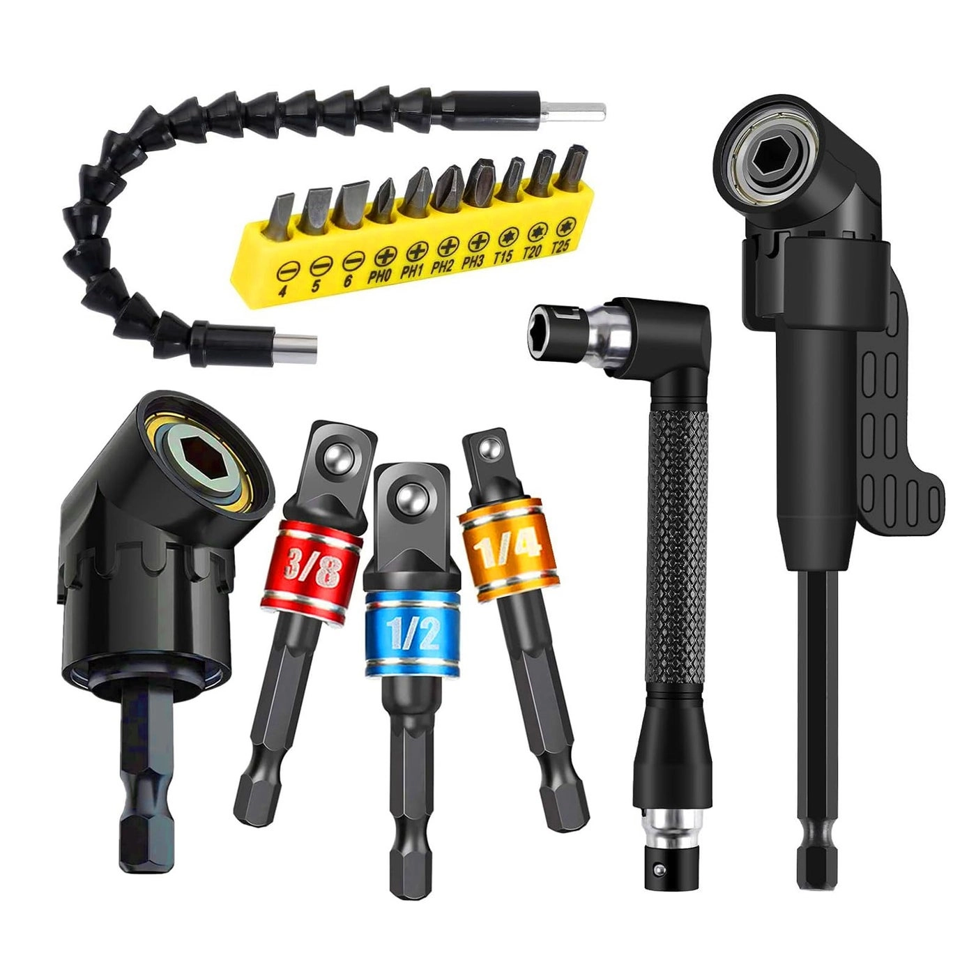 Flexible Drill Bit Extension - 17pcs + Screwdriver Bit Set - 10pcs