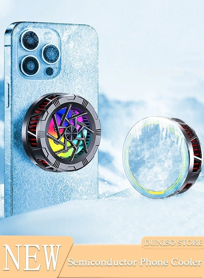 Magnetic Semi-Conductor Phone Cooling Fan - 2 Speed RGB Lights