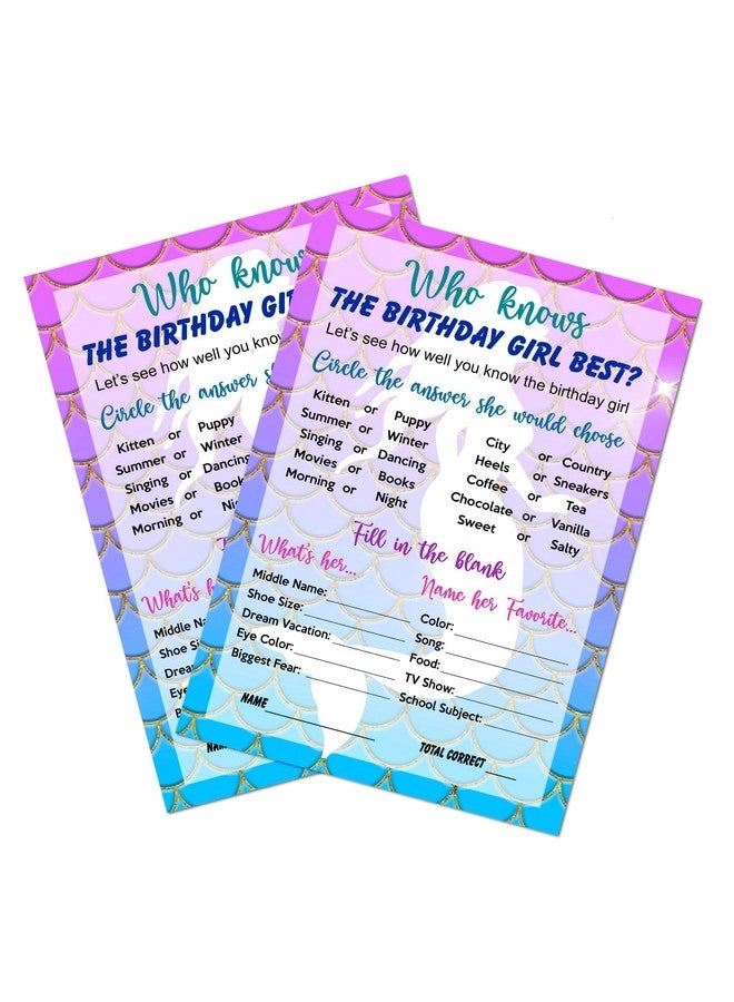 Mermaid Who Knows The Birthday Girl Best Game - 30 Cards 5"X7"