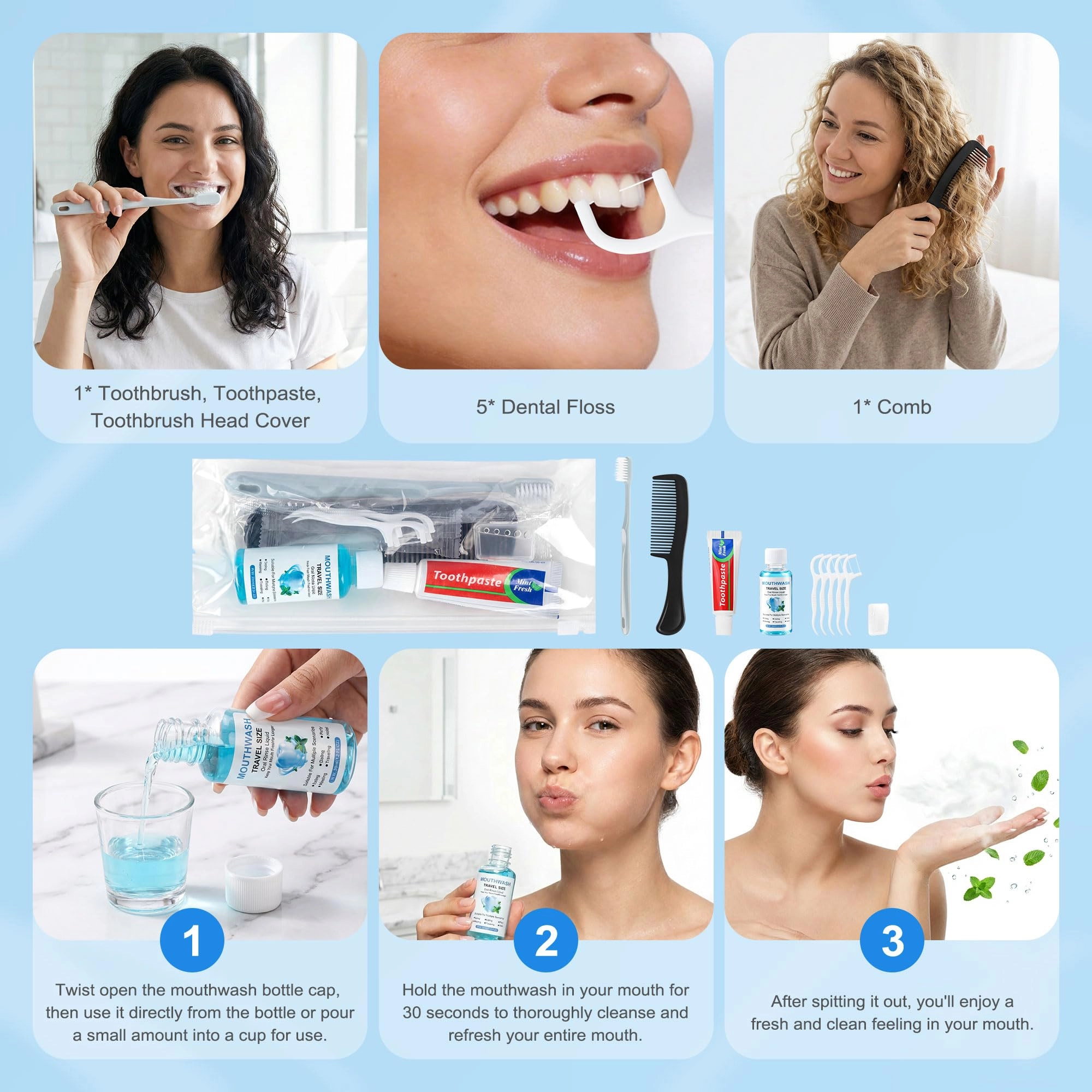 Travel Toothbrush Kit - 4-Piece Pack Light Gray