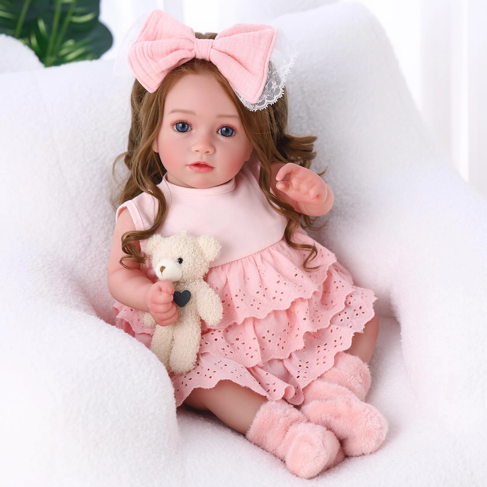 Reborn Baby Doll - 20Inch Soft Cloth Body Rooted Hair Ages 3+