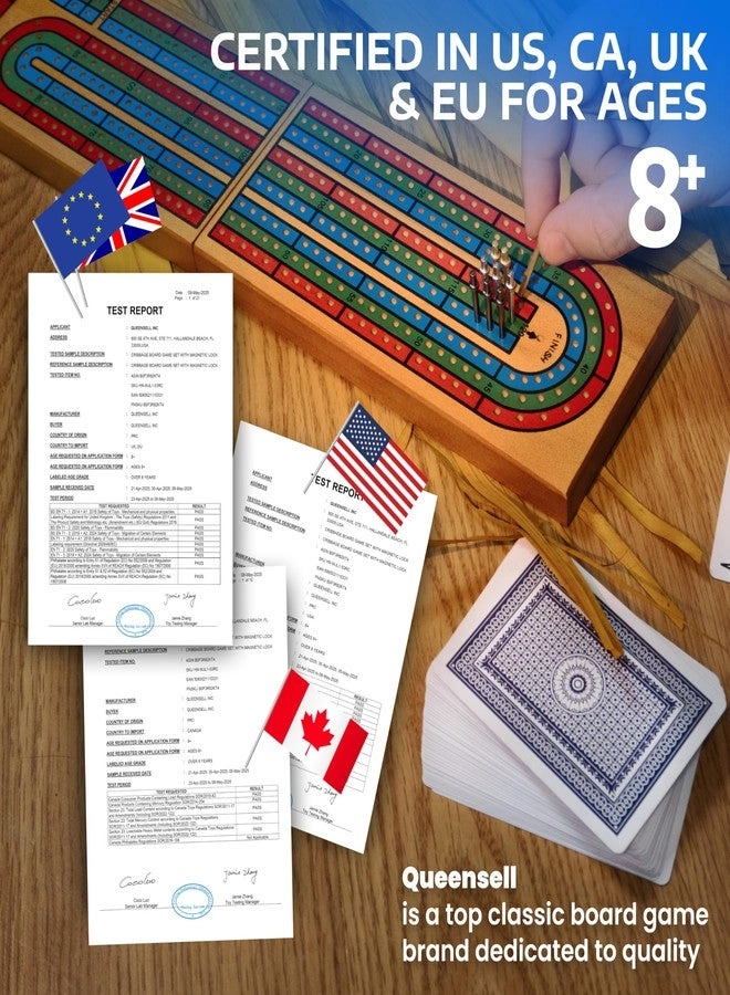 Cribbage Board - Folding Wooden Travel Card Storage