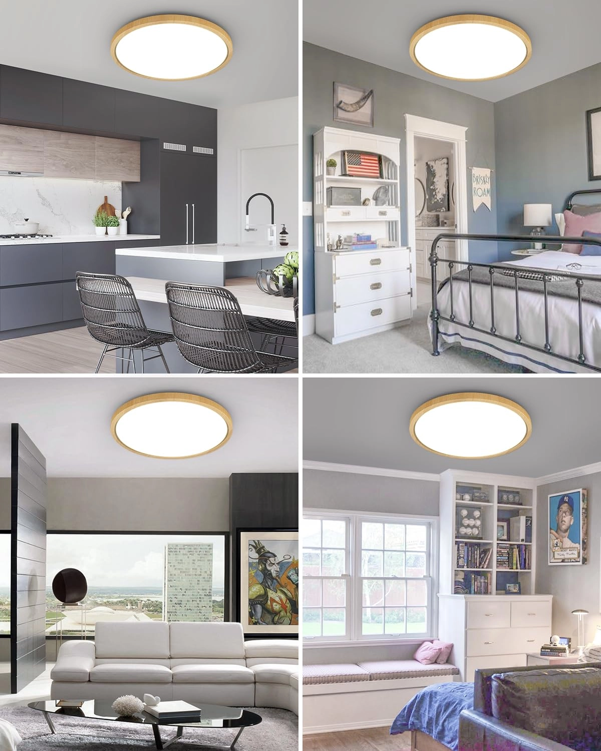 Flush Mount LED Ceiling Light - 3000K 4500K 6000K Dimmable