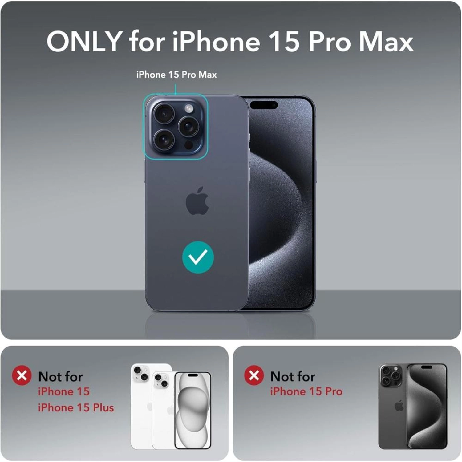 Case with Screen Protector for iPhone 15 Pro Max