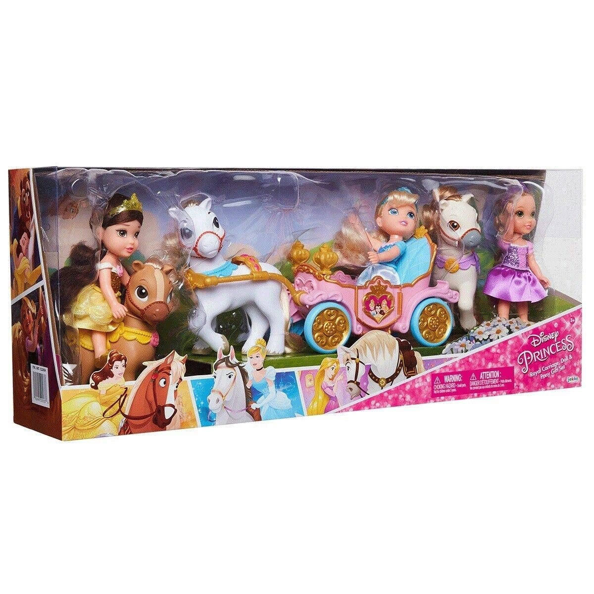 Disney Petite Princess - Belle Cinderella Rapunzel + Pony - 3 Ponies + Royal Carriage Ages 3+