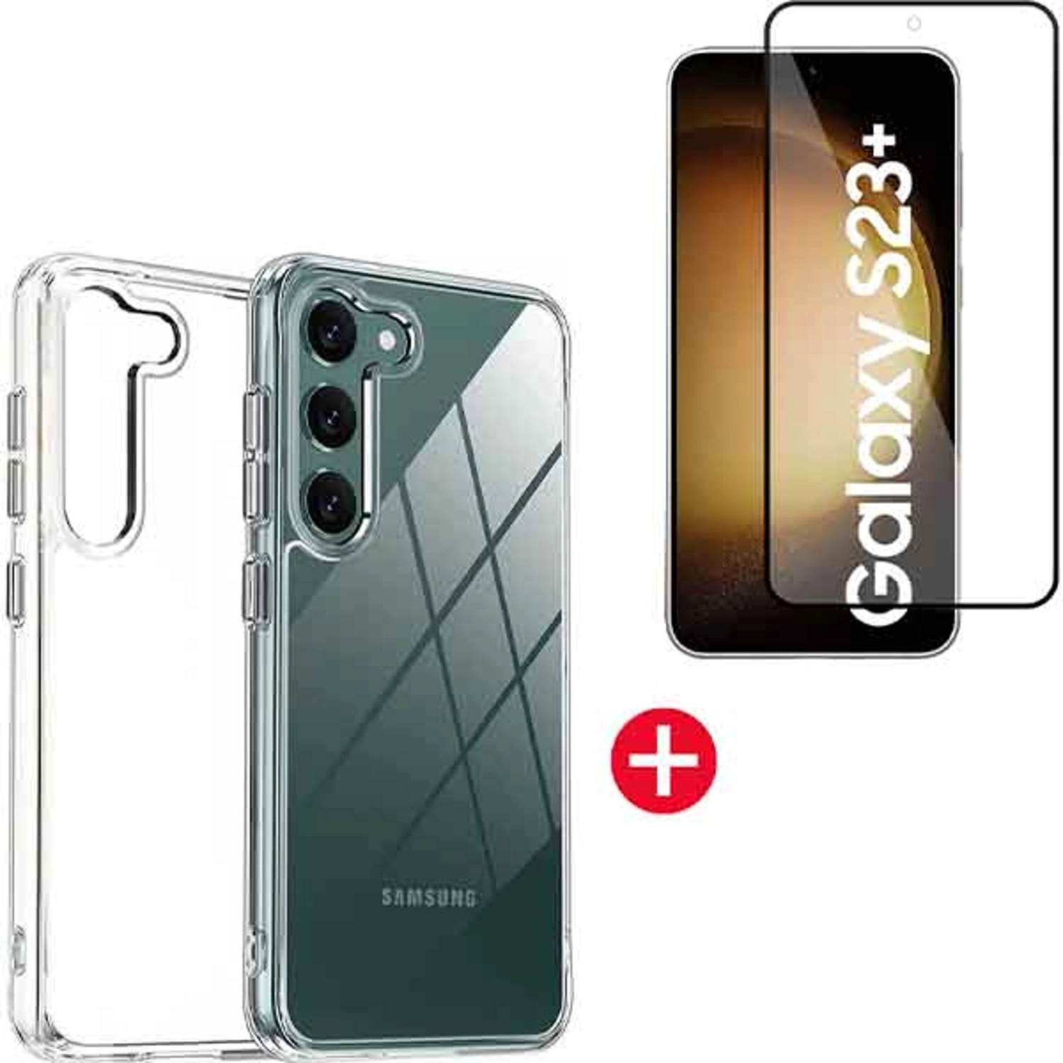 Trands Clear Case With Screen Protector for Galaxy S23 Plus