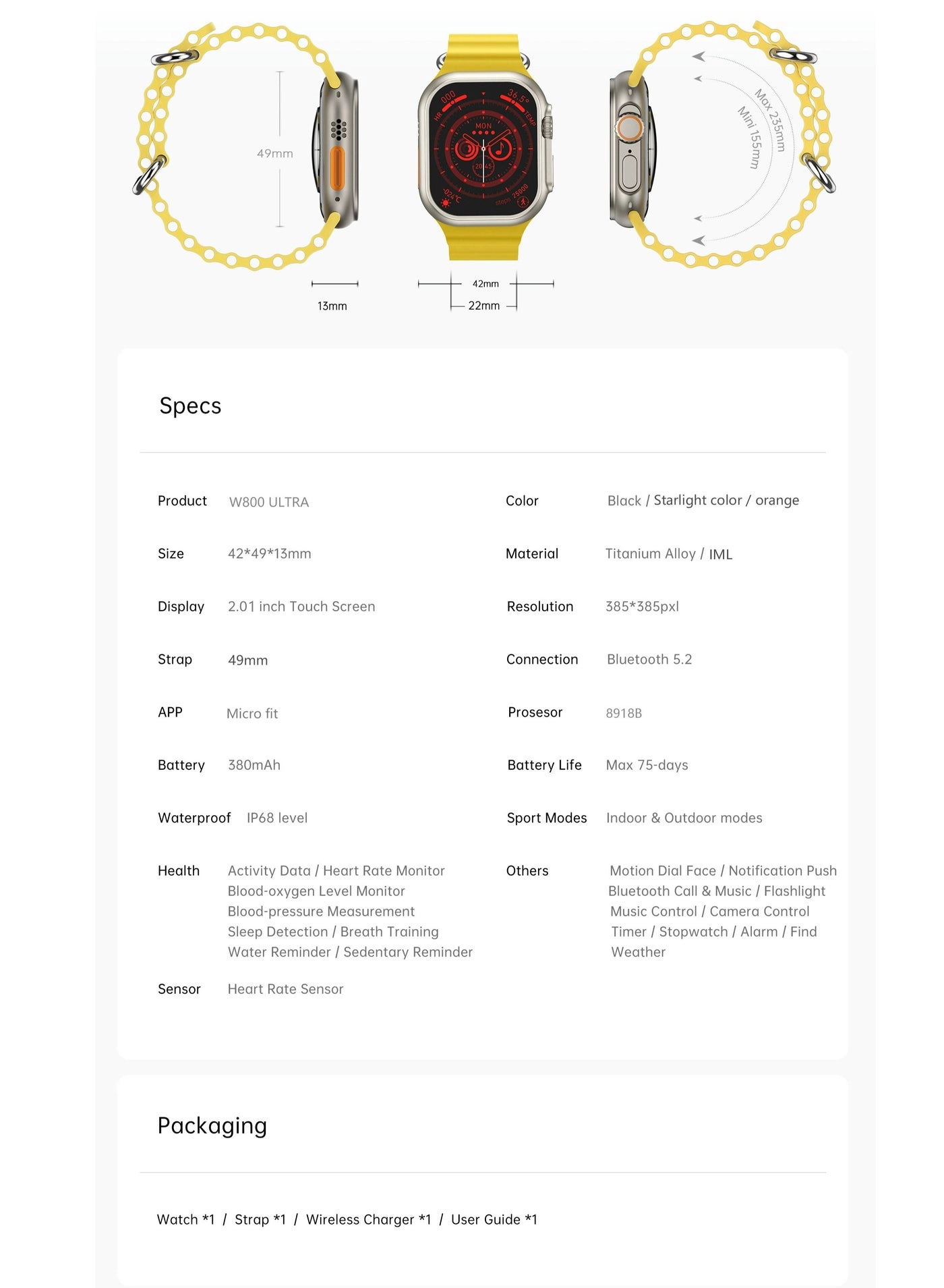 W800 Ultra Titanium Alloy