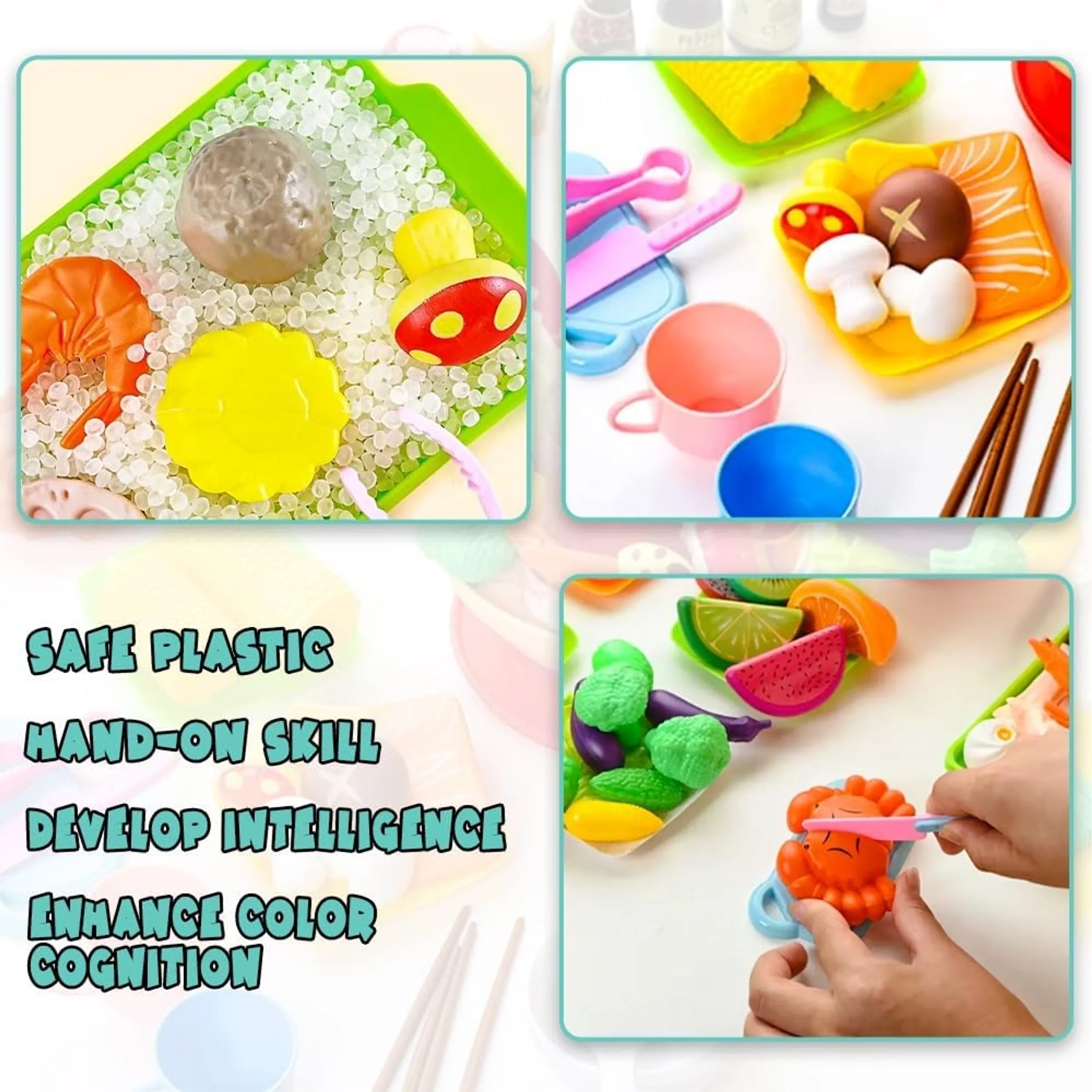 Plastic Fruit & Vegetables Pretend Play Set - 100 Pcs (31594931-KT008)