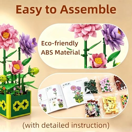 Dahlia Potted Flower Building Blocks Set - 609 pcs Floral