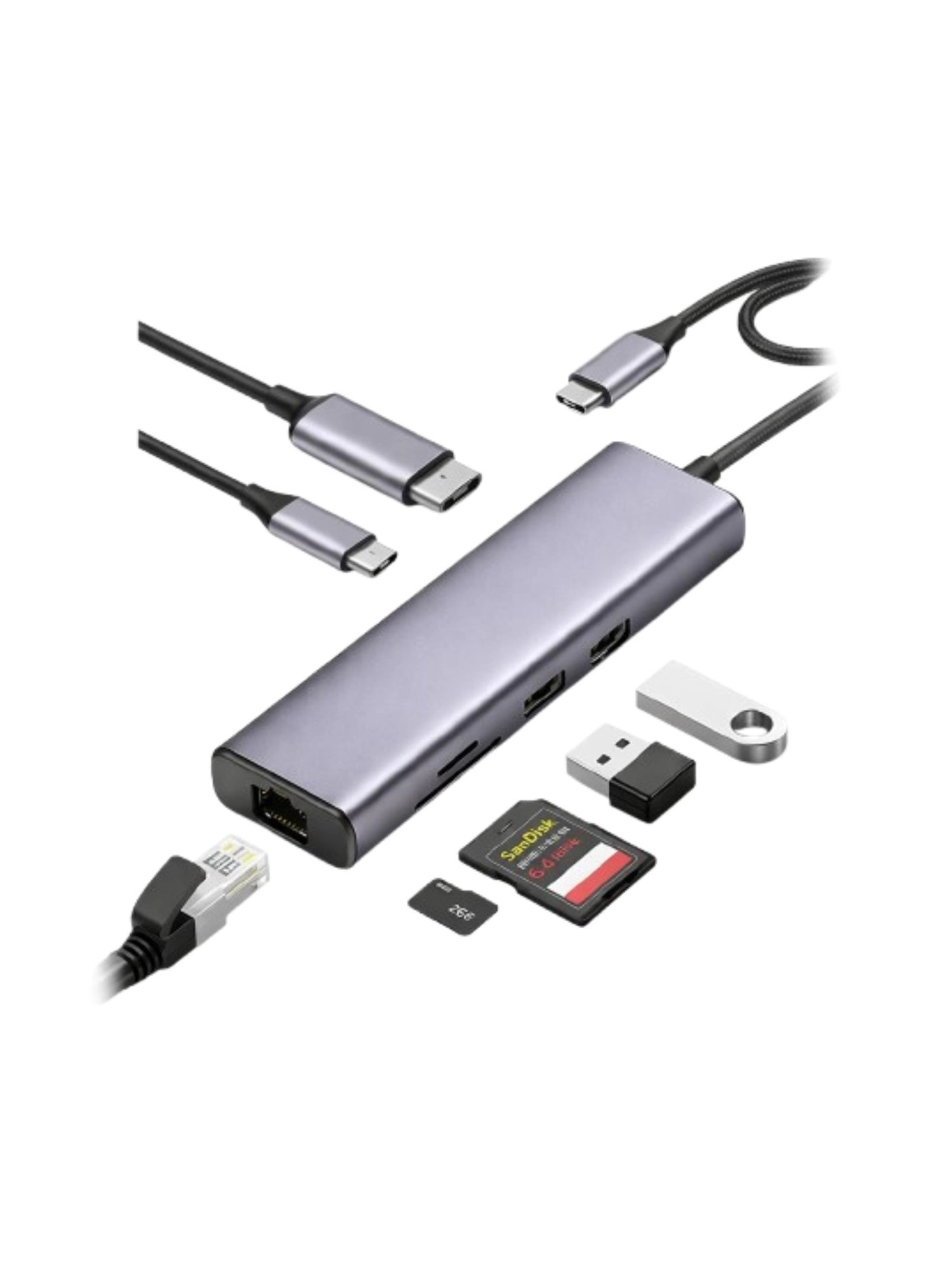 7 in 1 USB Hub - 4K HDMI 100W Power Delivery Gigabit Ethernet