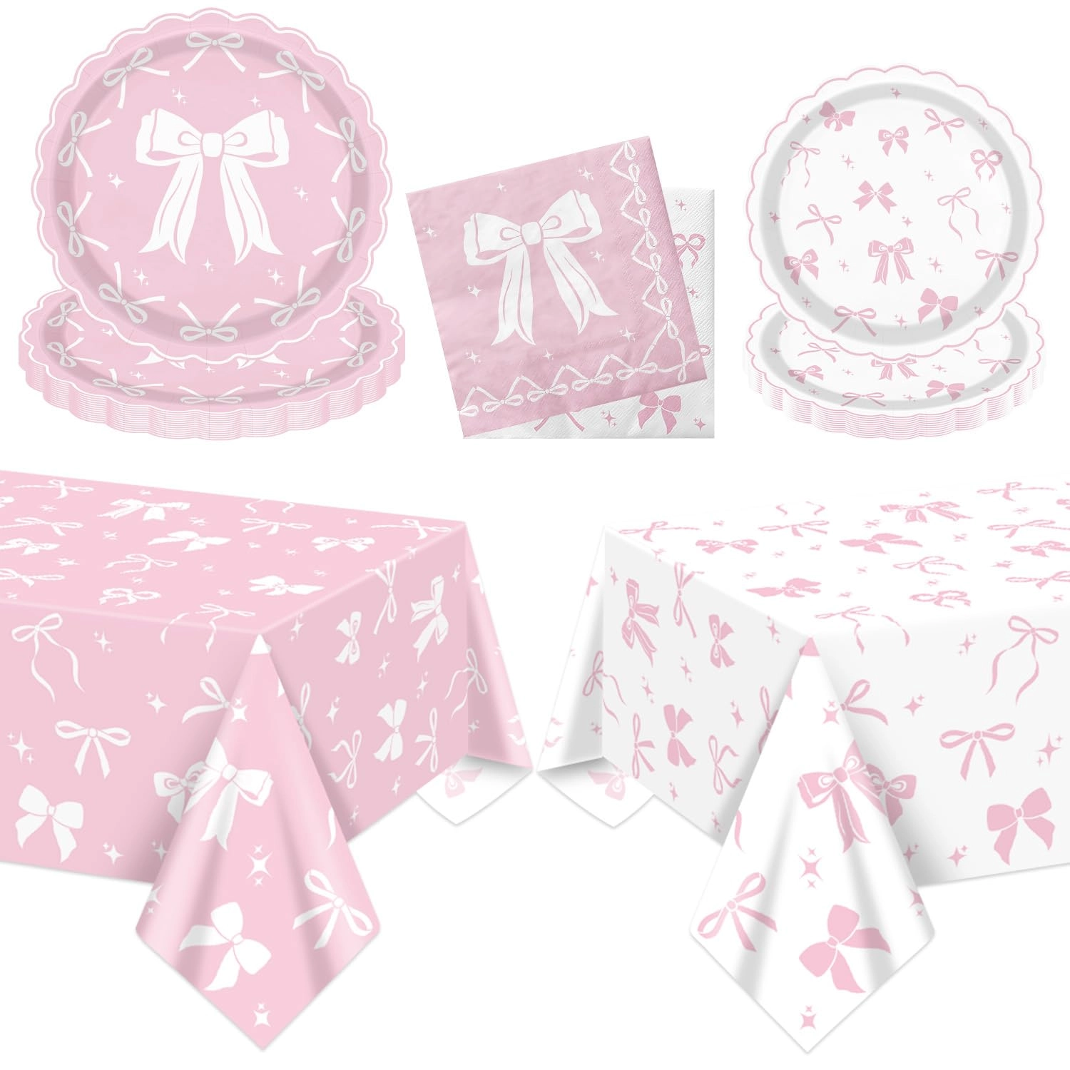 Blue Bow Party Supplies Set - 82.0 Count Baby Shower