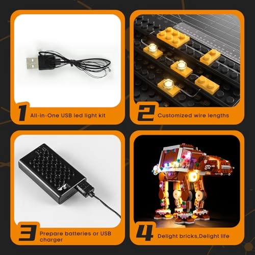 LED Light Set for Lego 40806 Gingerbread AT-AT Walker - Easy Installation Hidden Wiring