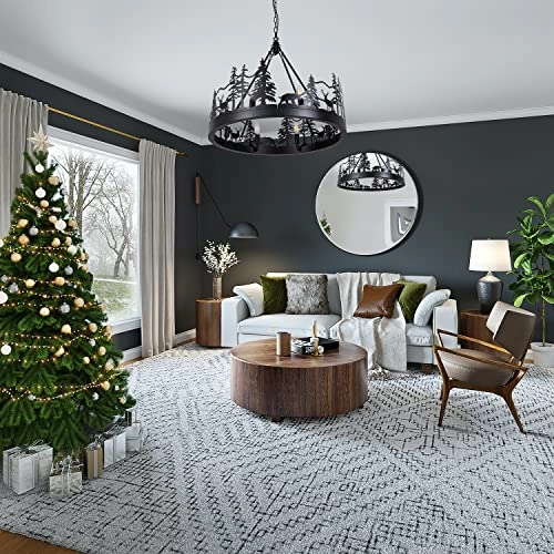 Wagon Wheel Chandelier - 30''W Matte Black