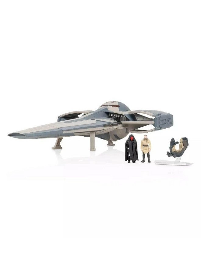 Micro Galaxy Squadron Sith Infiltrator - 10-Inch Vehicle + Speeder - 2.5-Inch with Stand + Micro Figure Accessories - Two 1-Inch