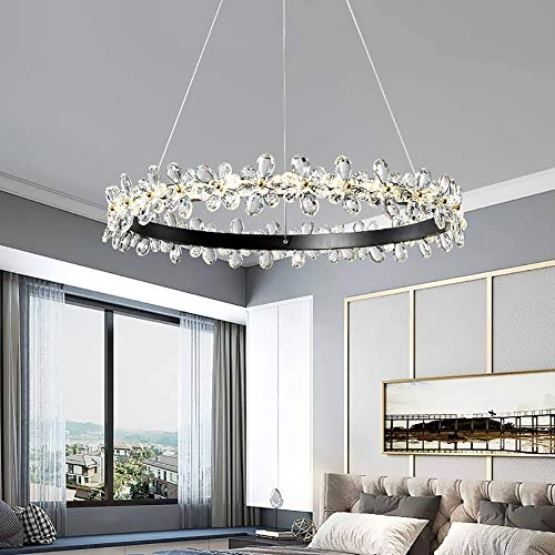 Nordic Crystal Flowers Chandelier - Black warm light