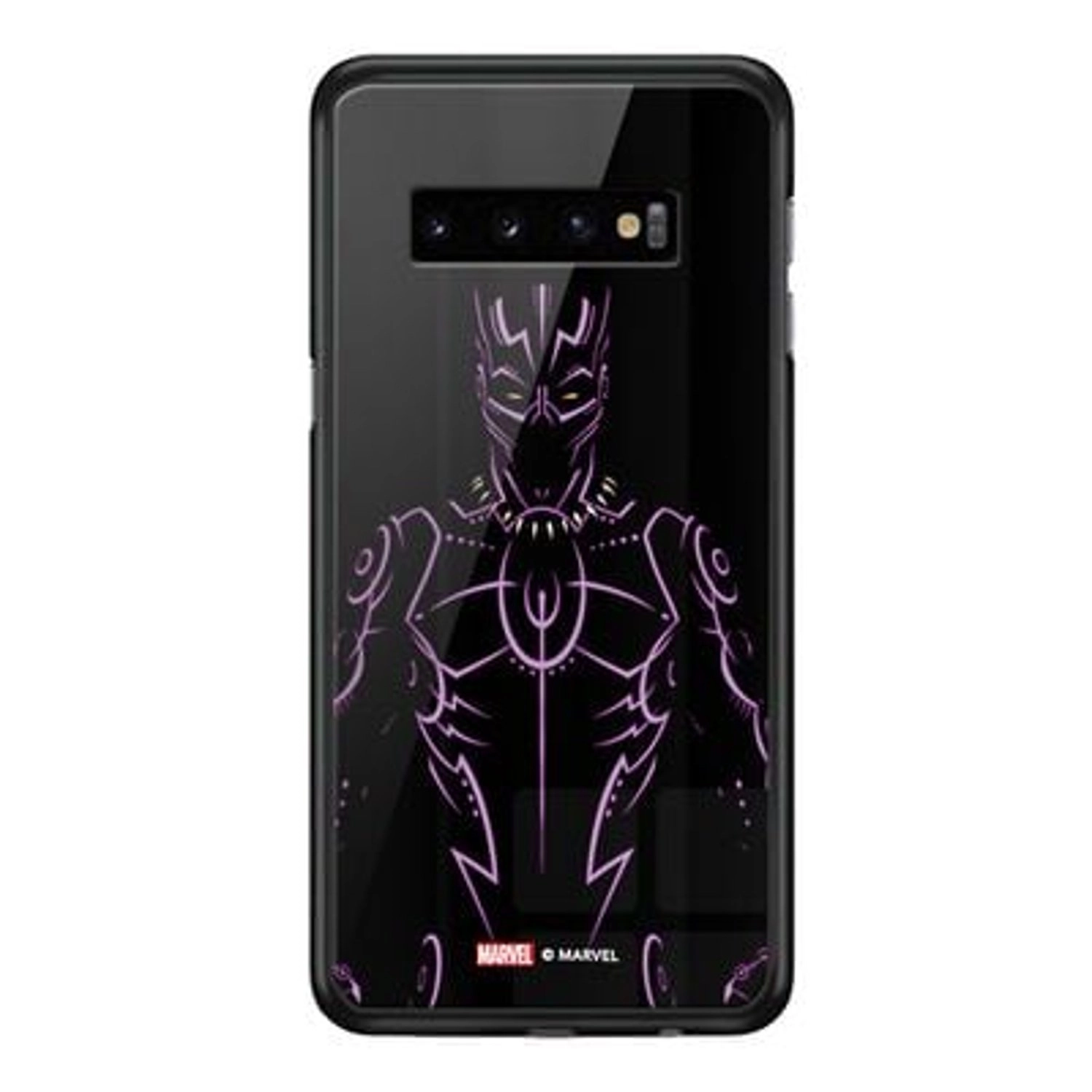 Wackylicious Black Panther Kinetic Energy Back Case for Galaxy S10 Plus - TPU Bumper Case + Tempered Glass Back