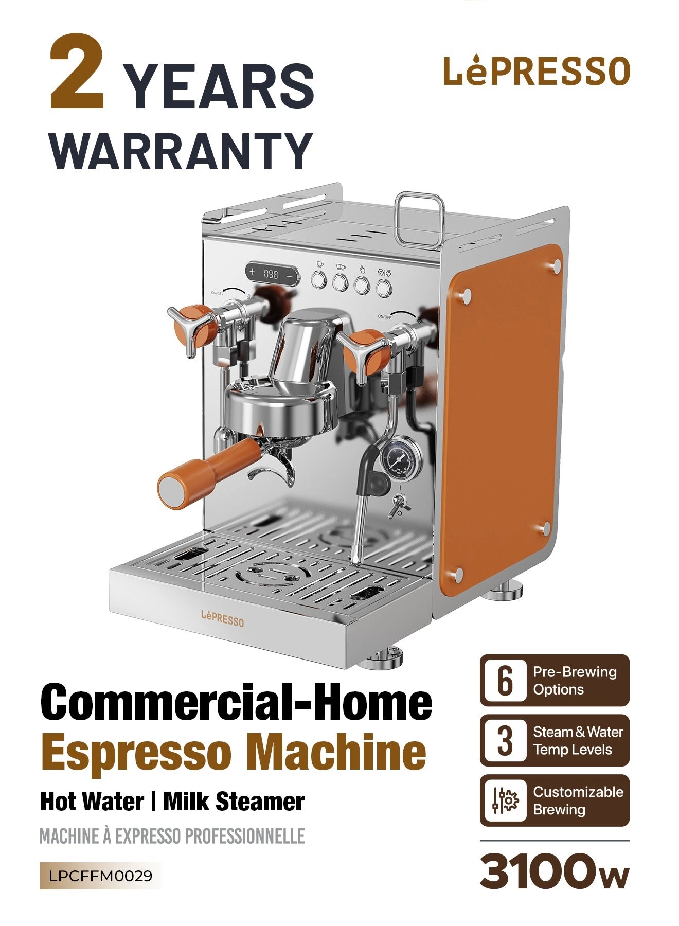 LePresso LPCFFM0029 - Dual Boiler Milk Steamer 6 Pre-Brewing