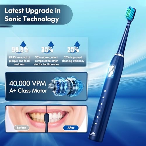 Sonic Toothbrush - 5 Cleaning Modes 9 Brush Heads