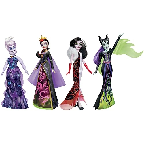 Cruella De Vil Fashion Doll - 11-inch + Evil Queen Fashion Doll + Maleficent Fashion Doll + Ursula Fashion Doll Ages 5+