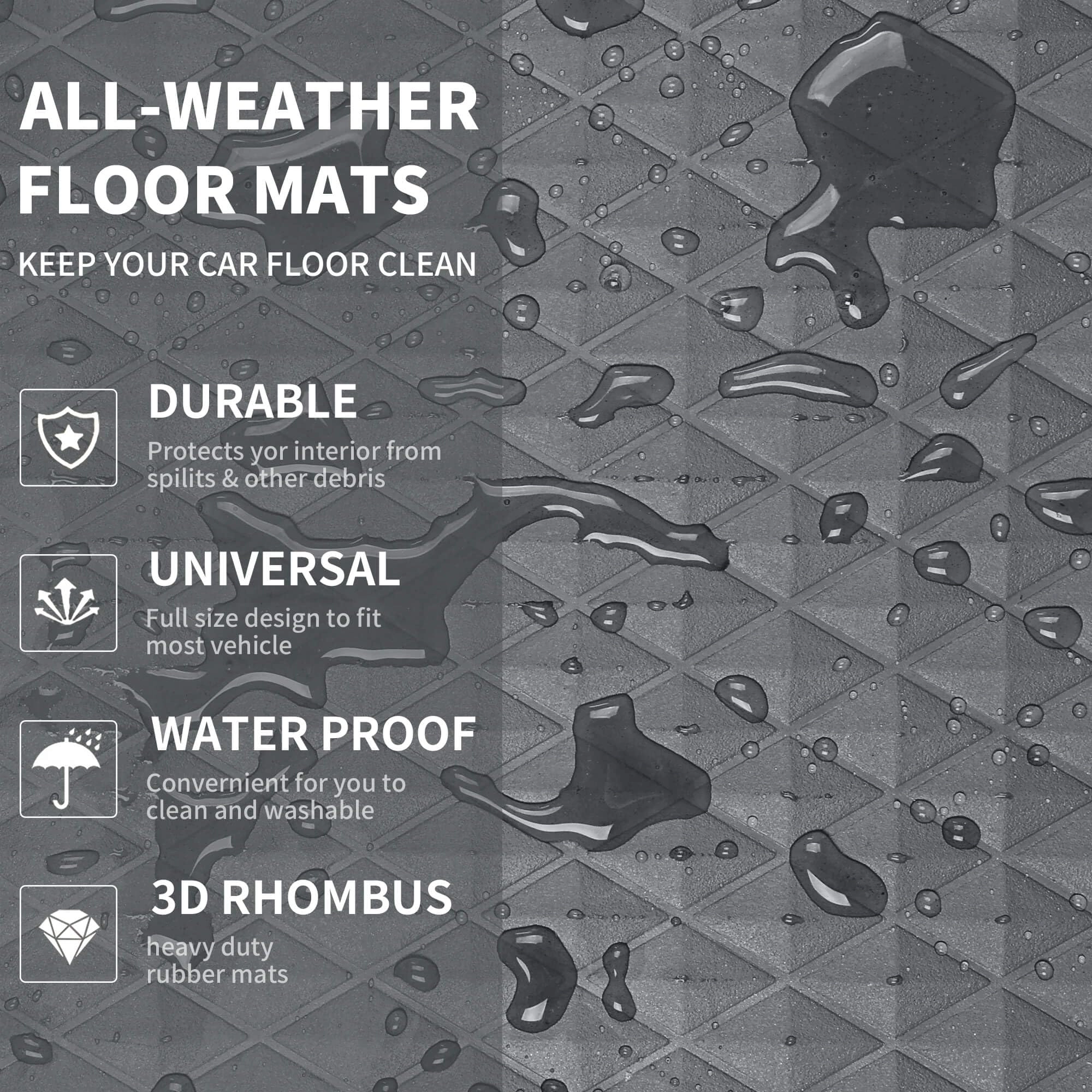 Floor Mats - Gray Rubber 4 Pcs