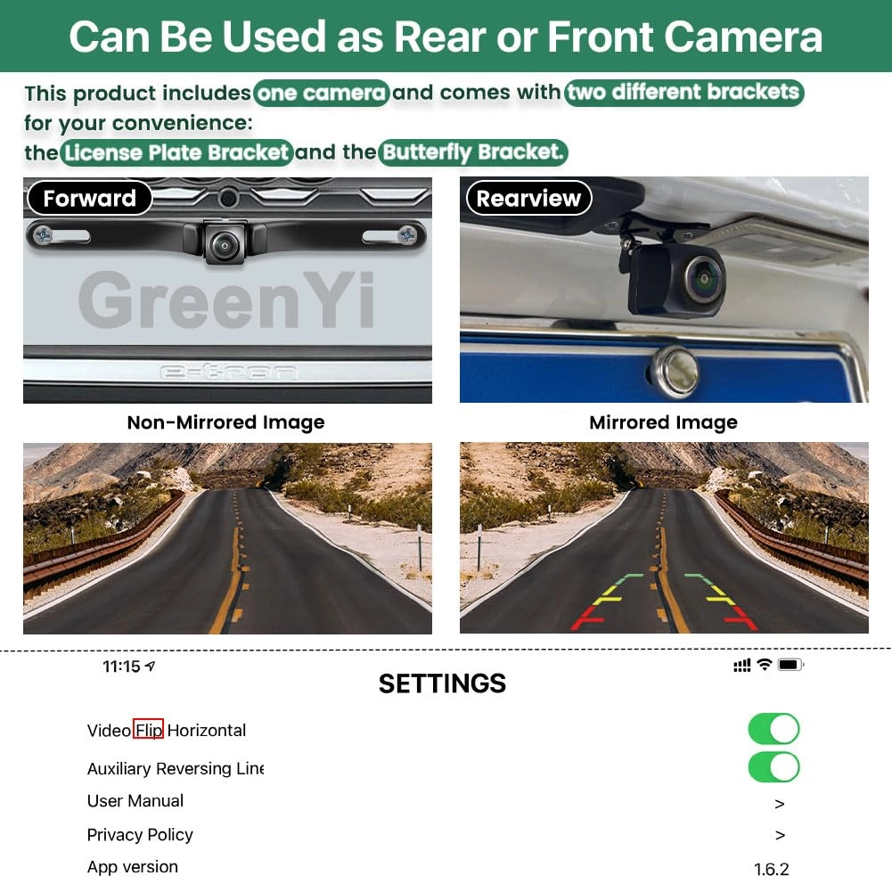 WiFi Car Wireless Backup Camera - Night vision 5G WIFI 1280*720p